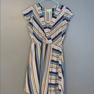 Striped flutter sleeve dress